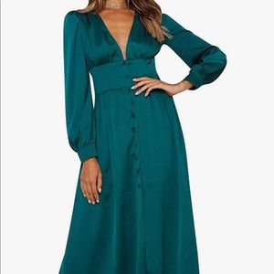 NWT Green Satin Dress